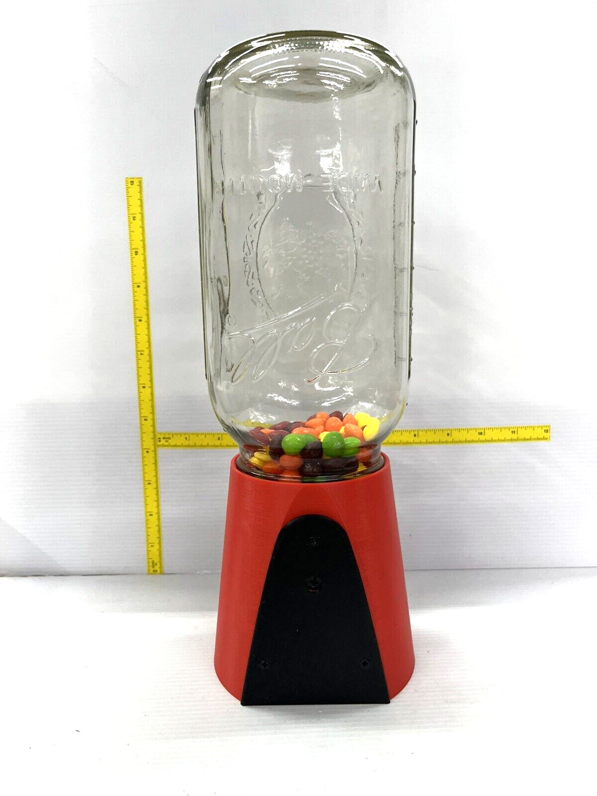 Large Mason Jar Candy Dispenser in red