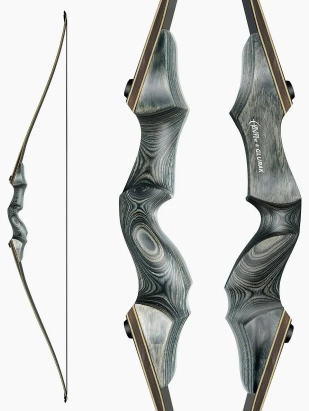 Black Hunter Takedown Longbow, GLURAK 60" Wooden Archery Bow Hunting Bow - Ri...