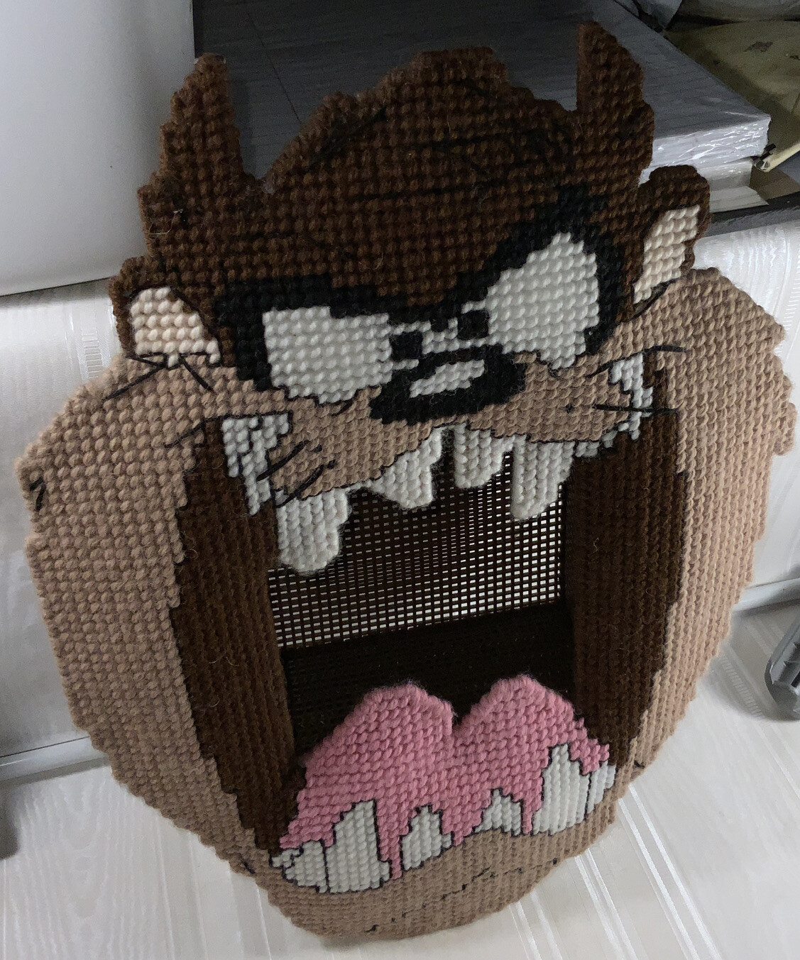 Looney Tunes Tasmanian Devil Taz Plastic Canvas Candy Goody Dish Large Handmade