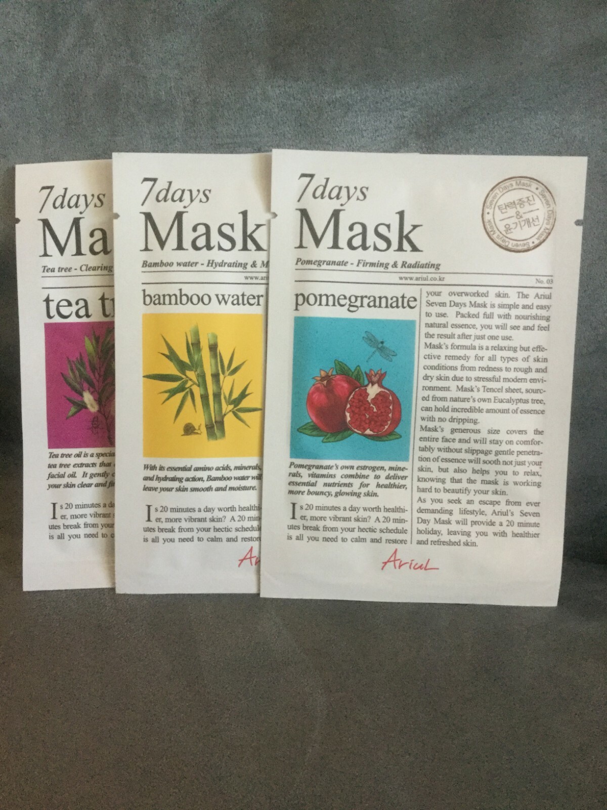 ARIUL 7 DAYS FACE MASK POMEGRANATE, TEA TREE AND BAMBOO WATER - ALL NEW