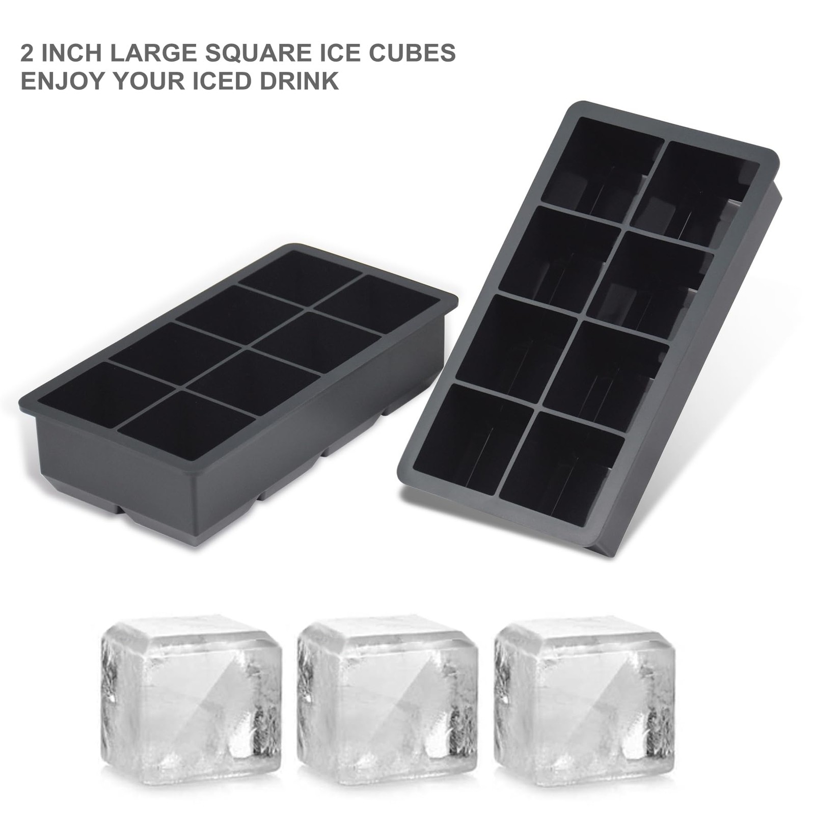 Large Ice Cube Trays 2 Pack,Big Ice Cube Molds with Removable Lids,Easy Relea...