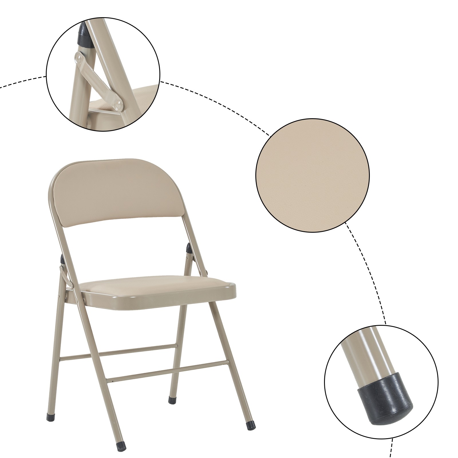 6pcs Elegant Foldable Iron & PVC Chairs for Convention & Exhibition Light Brown