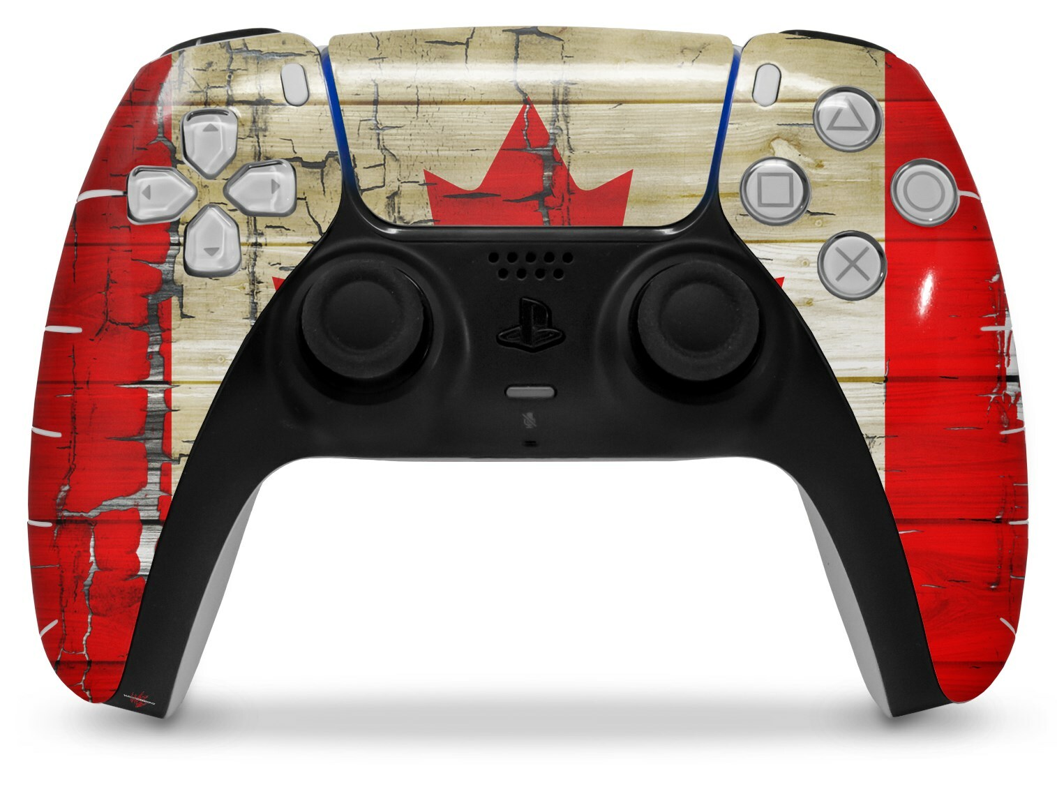 Skin Sony PS5 Controller Painted Faded and Cracked Canadian Canada Flag