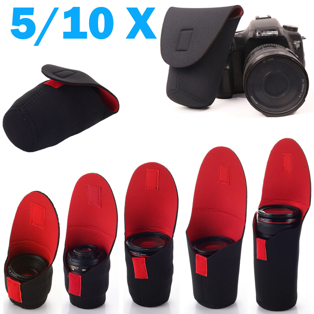 5/10X Neoprene DSLR Camera Lens Soft Protector Pouch Bag Case Cover Set 5 Sizes