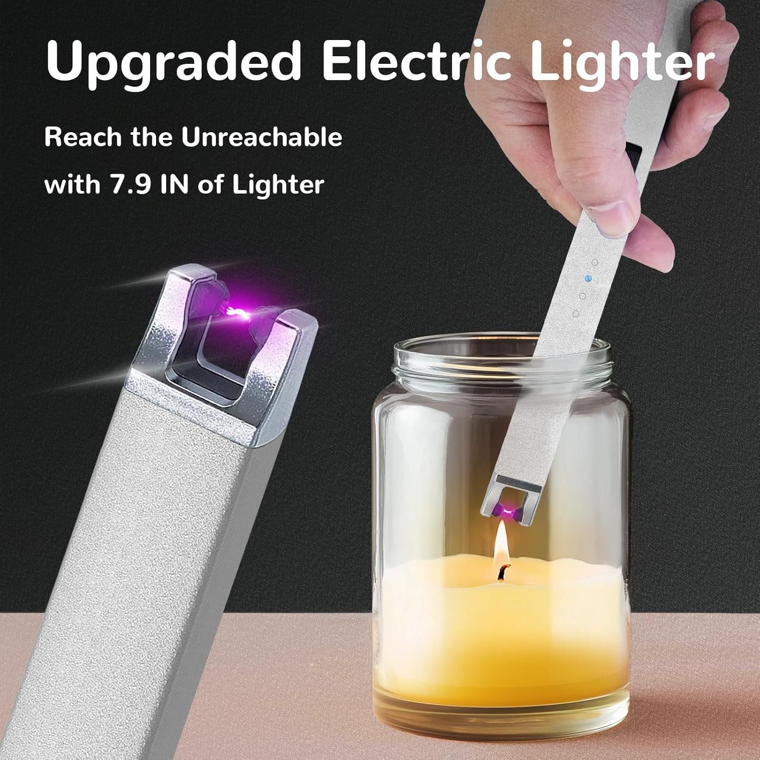 3 Pack Electric Candle Lighter USB Rechargeable Lighters Windproof Plasma