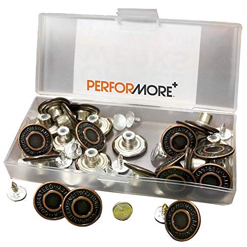 24 Sets Silver and Copper Buttons for Jeans, Replacement Kit with Bronze
