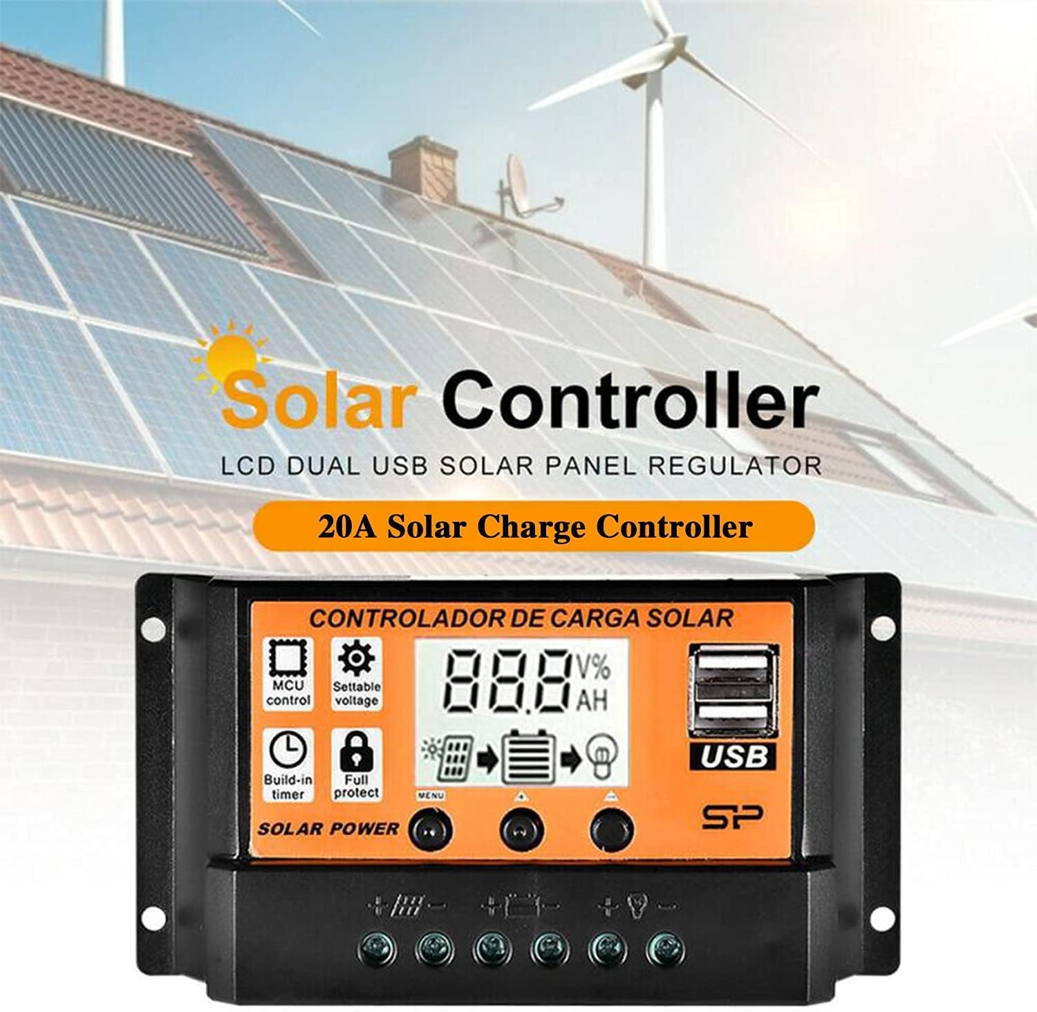 100A Solar Panel Regulator Charge Controller Auto Focus Tracking 12/24V US