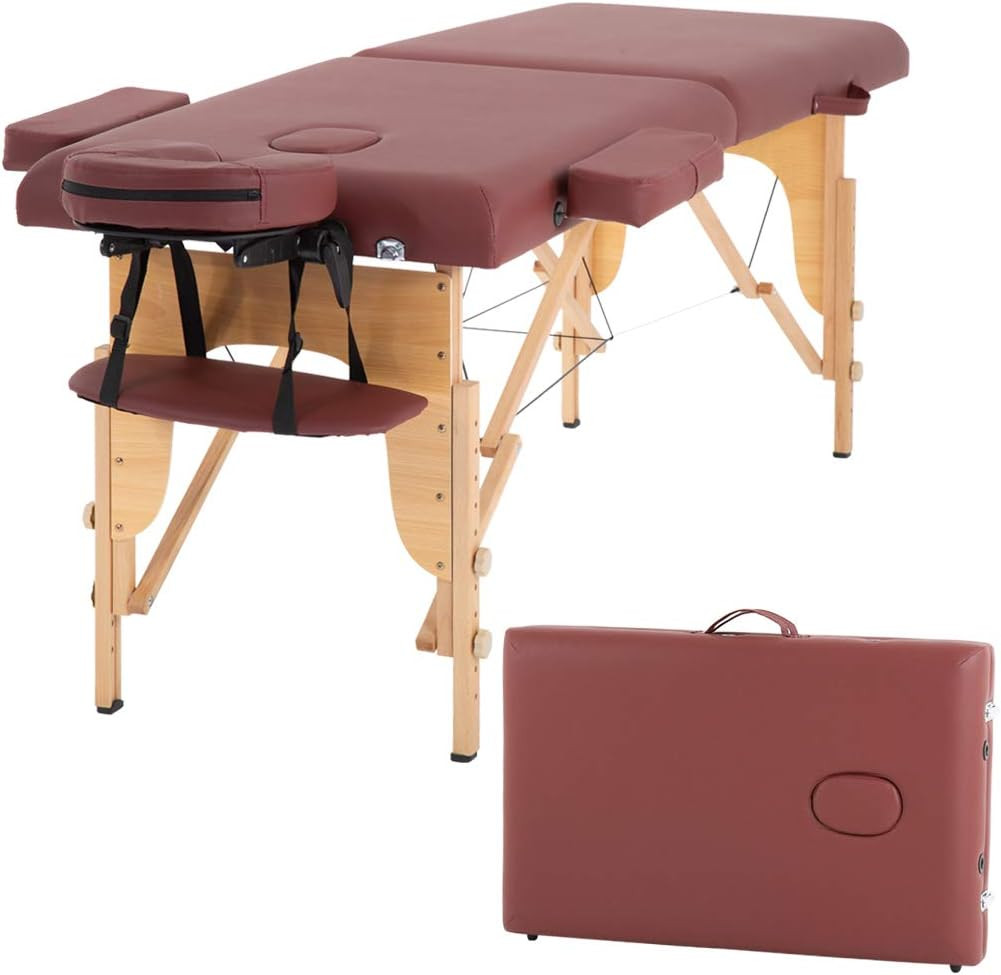 Massage Bed Portable Massage Table 2 Folding Lash Bed Height Adjustable 24 Inch