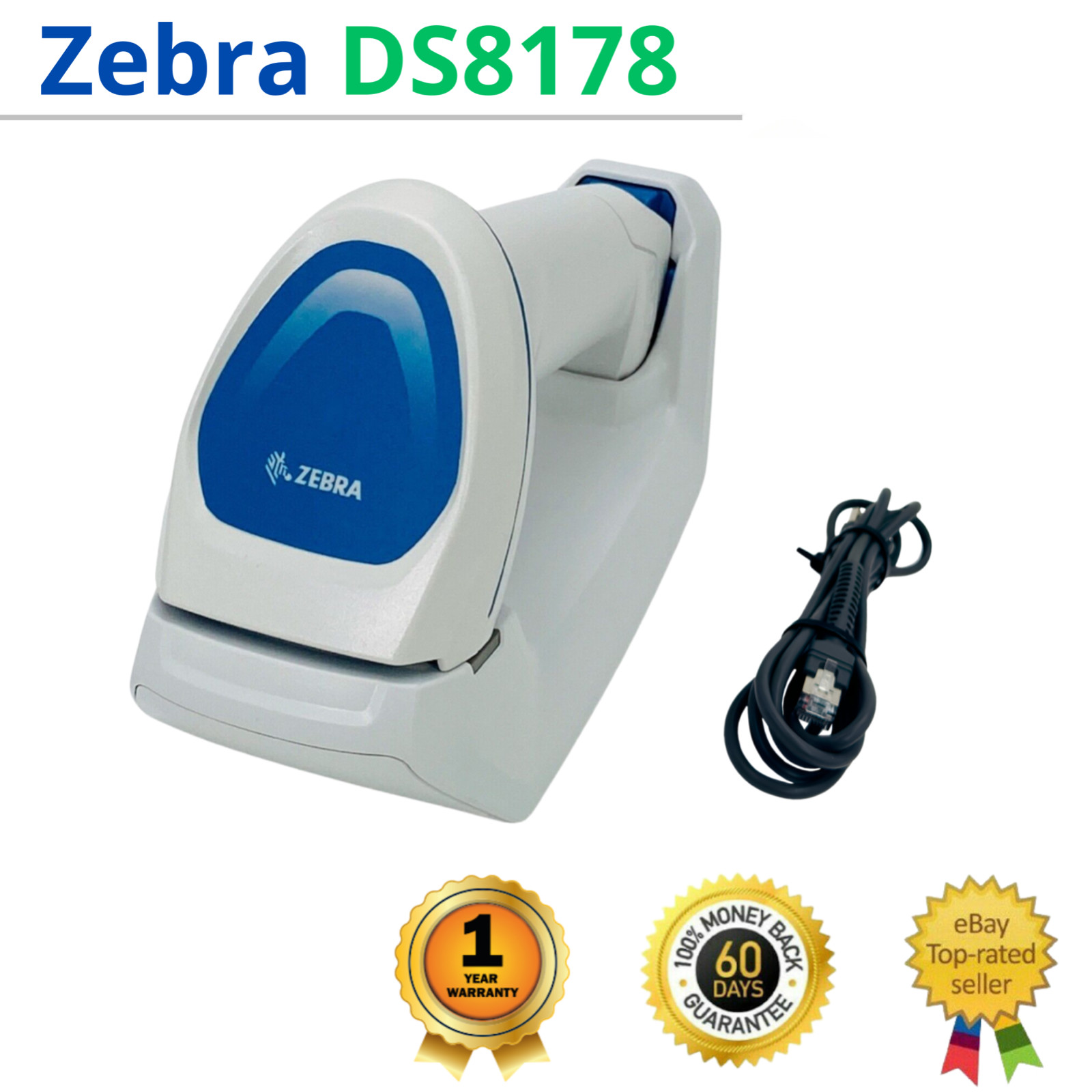 Zebra DS8178 Barcode Scanner w/Cradle CR8178-SC & USB Cable - 1 YEAR WARRANTY!🔥