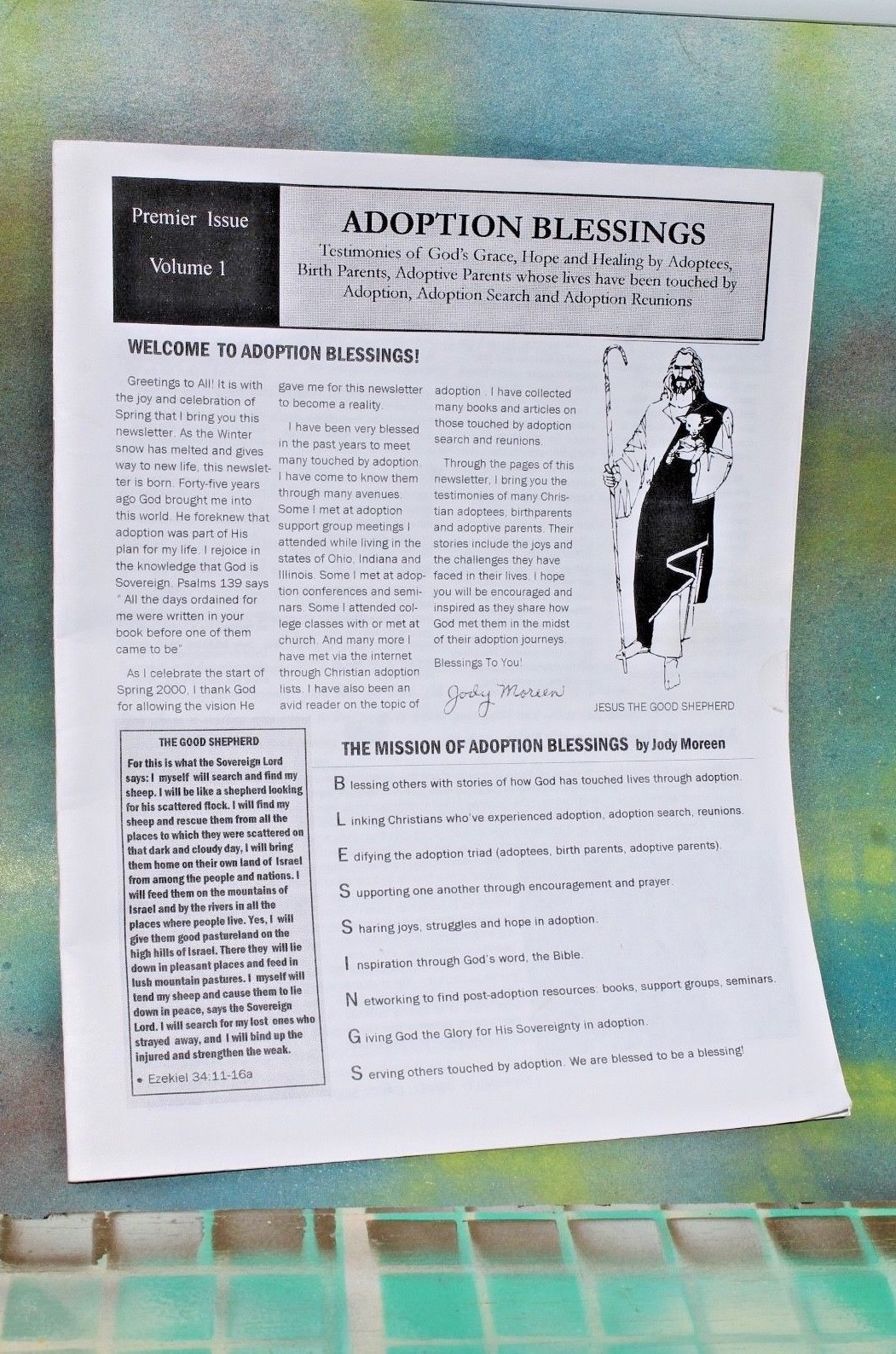 Adoption Blessings Newsletter by Jody Moreen, Premier Issue Vol 1, 2000