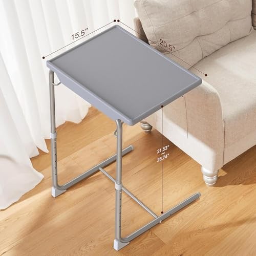 Adjustable TV Tray Table - TV Dinner Tray on Bed & Sofa, Comfortable Grey