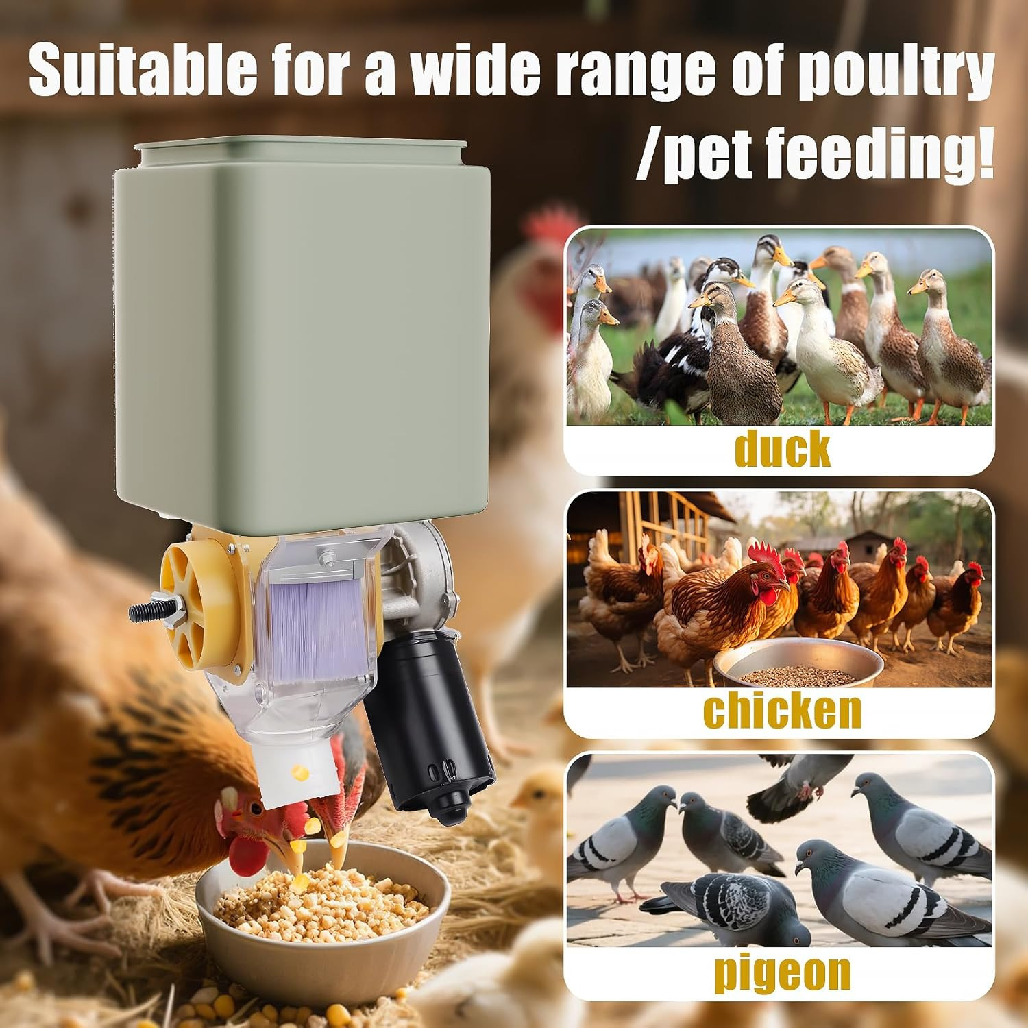 Automatic Poultry Feeder，16 Groups Automatic Chicken Feeder，Timed Feeder for Chi