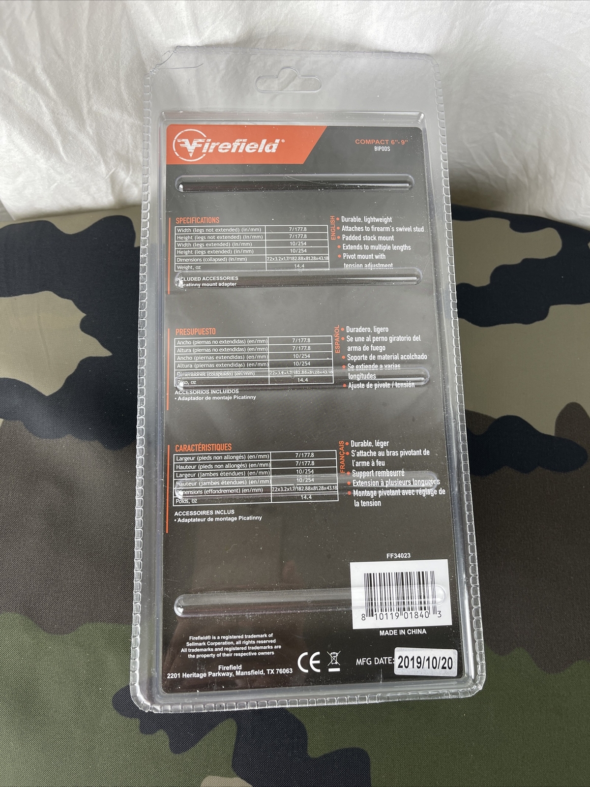 Firefield FF34023 6-9" Compact Bipod | NEW