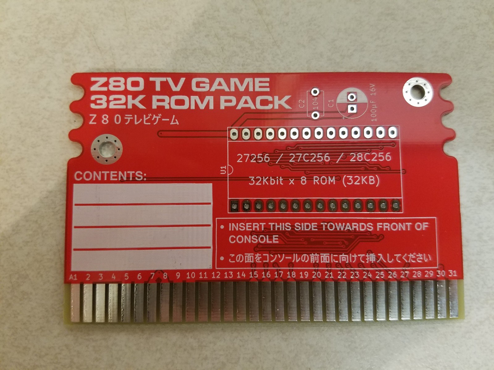 Z80 TV Game Cartridge PCB by Alex J Lowry, Red, PCB Only, US Seller