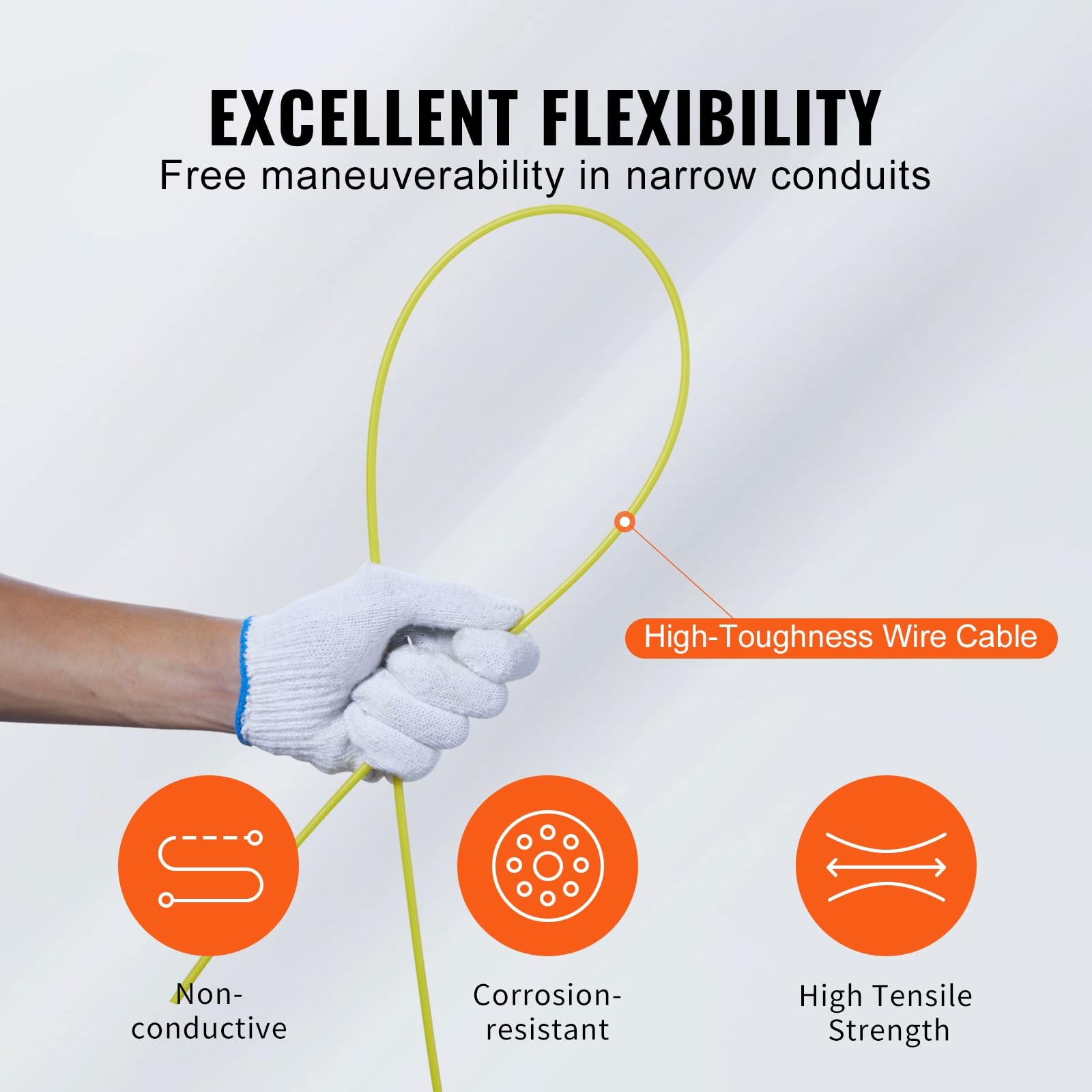 100ft Fiberglass Fish Tape Wire Puller NonConductive Cable Tool