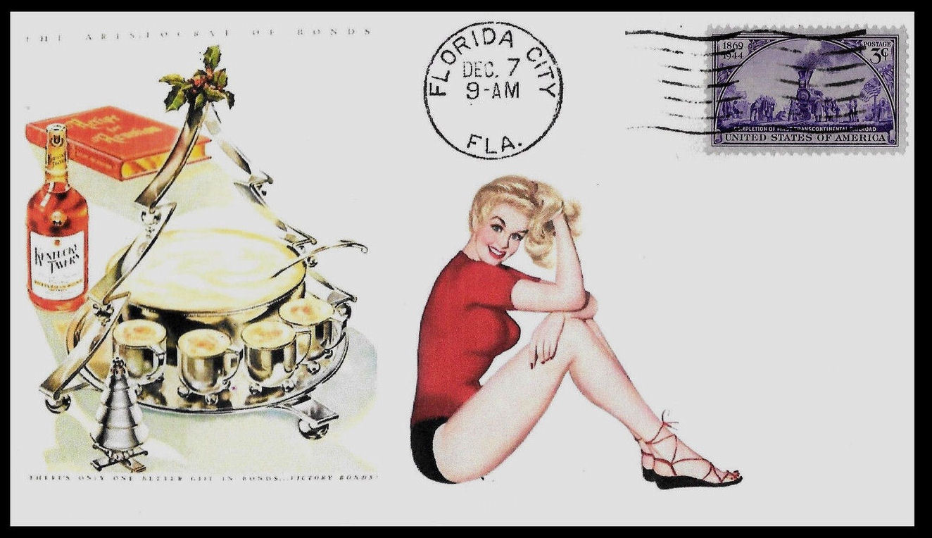 1945 Kentucky Tavern Bourbon Whiskey Featured on Xmas Collector's Envelope A681