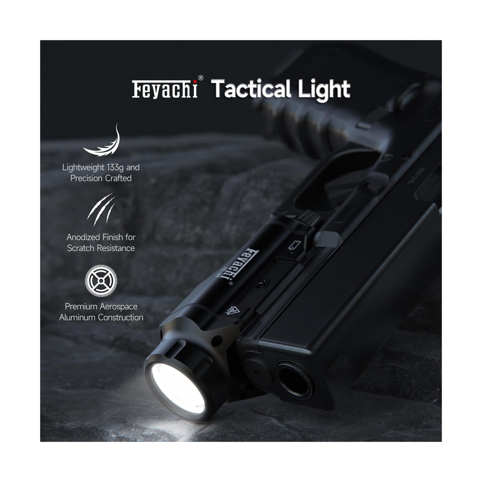 Feyachi Tactical Flashlight - 1500 Lumens Rail Mounted Flashlight, with 5 Int...