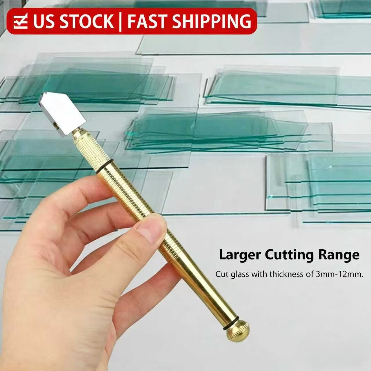 Glass Cutter Diamond Tip Tungsten Carbide Professional Precision Cutting USA