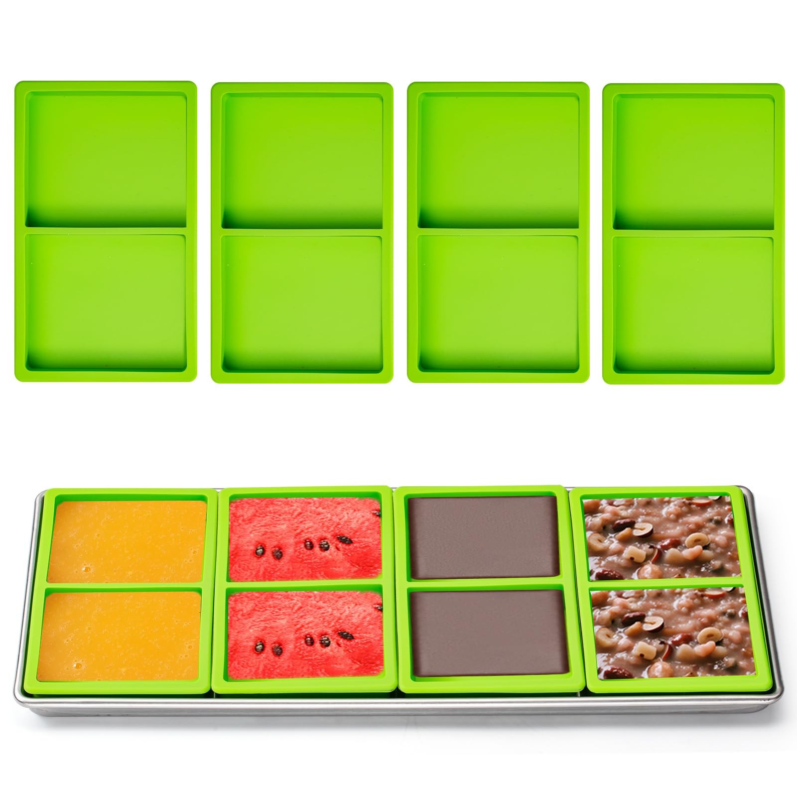 Silicone Tray Dividers 2 Cavity for Harvest Right Freeze Dryer Green 4 PCS