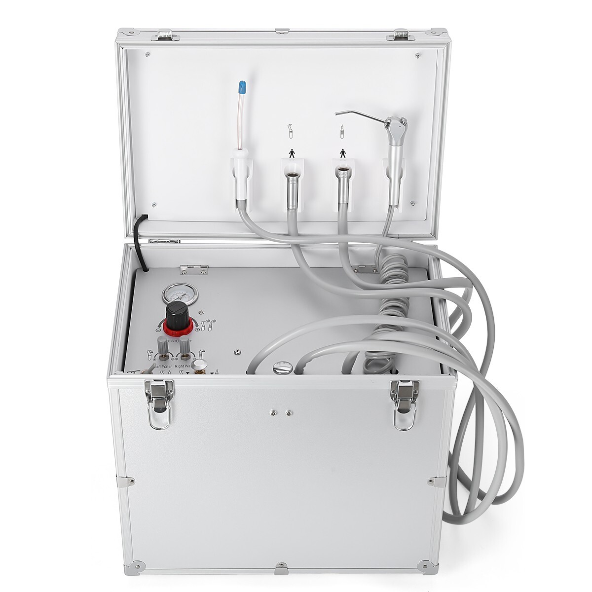 Portable Mobile Dental Delivery Unit Air Compressor Syringe Suction 4Holes