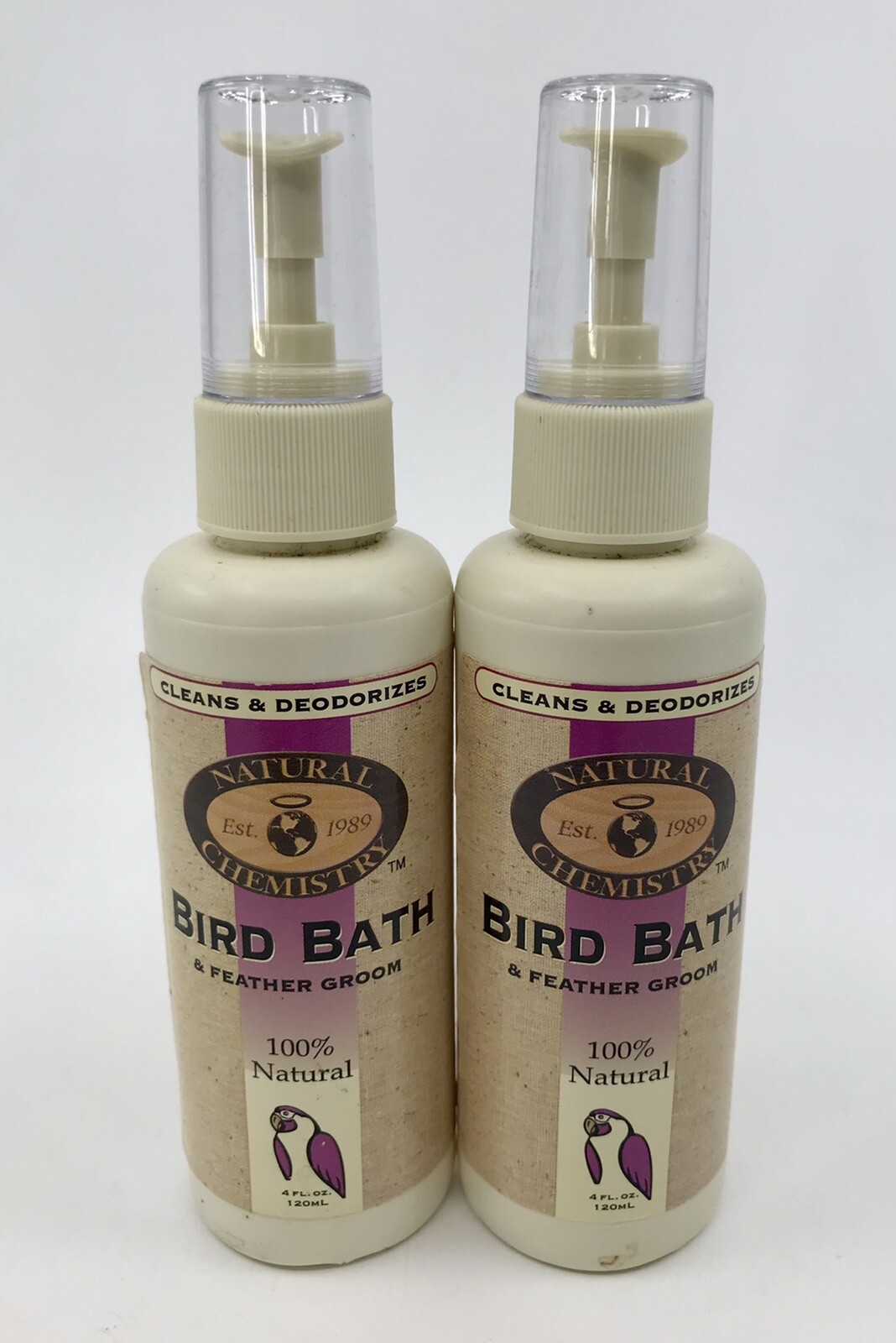 Natural Chemistry Bird Bath & Feather Groom Clean Deodorize 2-4oz Spray Bottles