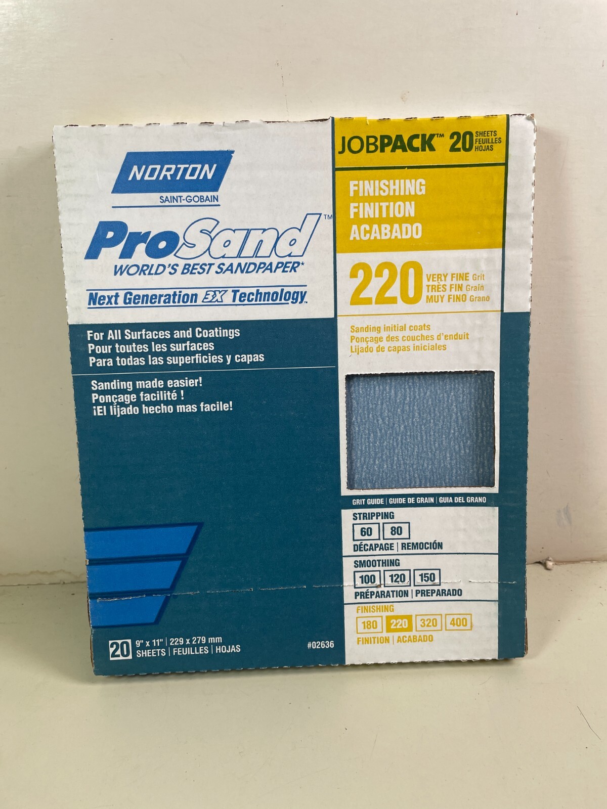 Norton 02638 3X Sandsheet 150 Grit Sandpaper 9" X 11" Medium Grit 20 Sheets