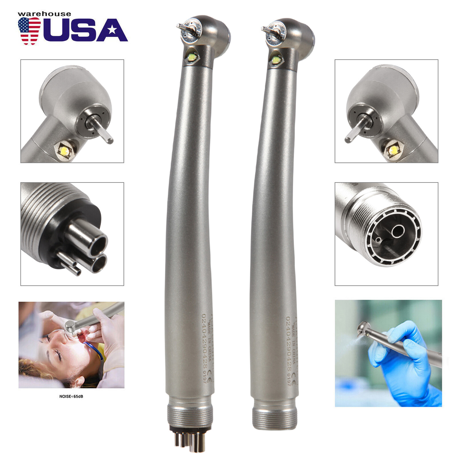 Pieza de mano LED turbina alta velocidad fibra óptica dental estilo NSK 2/4 Hole