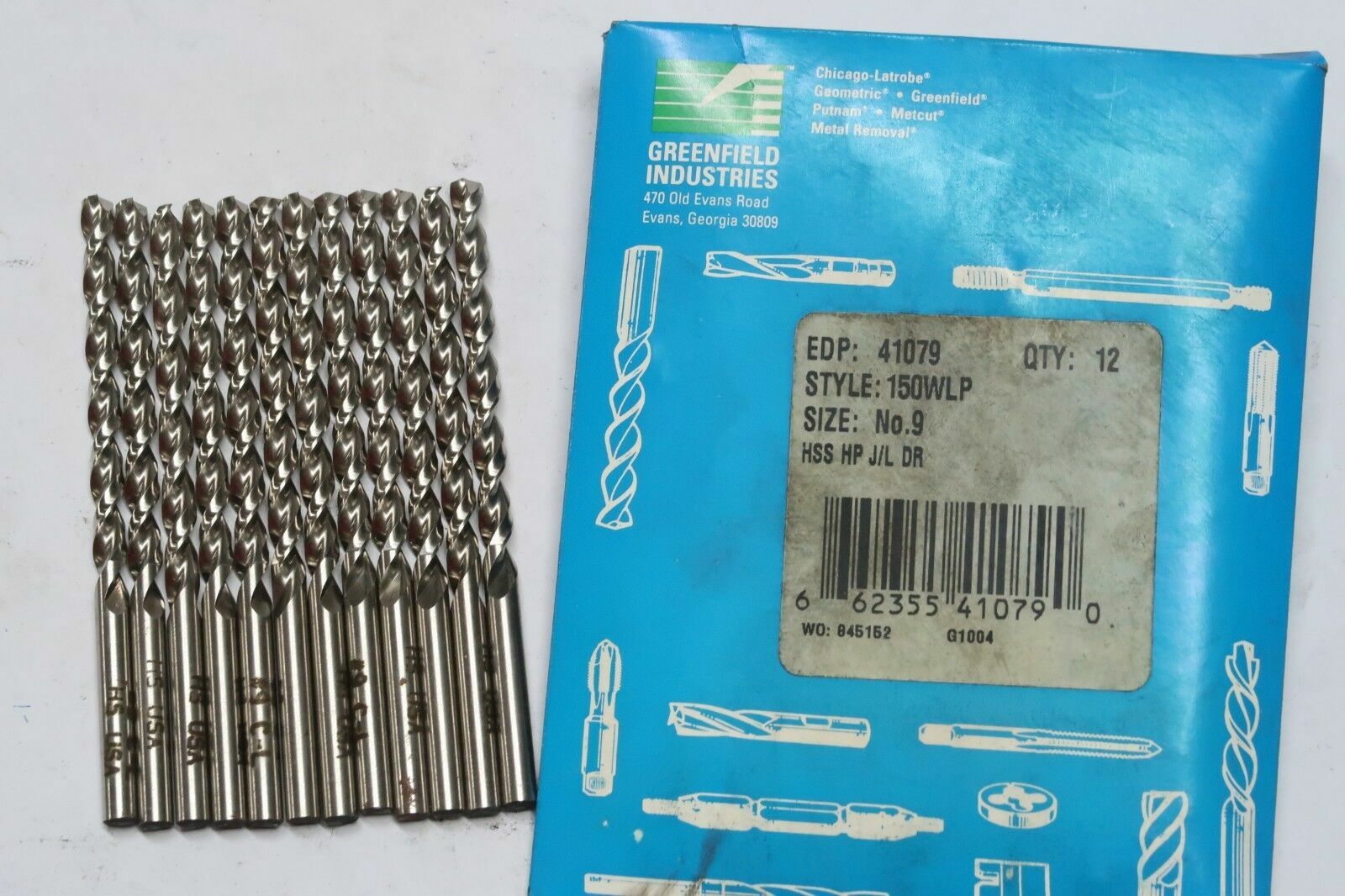 12 pcs GREENFIELD #9 150WLP 135 Parabolic Jobber Twist Drills Bright 41079 USA