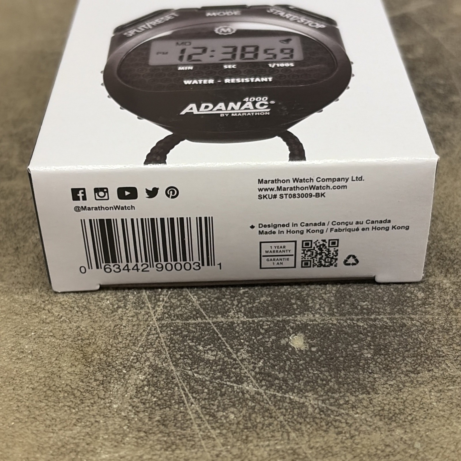 Adanac 4000 Digital Stopwatch By Marathon Water-Resistant With Split/Reset Start