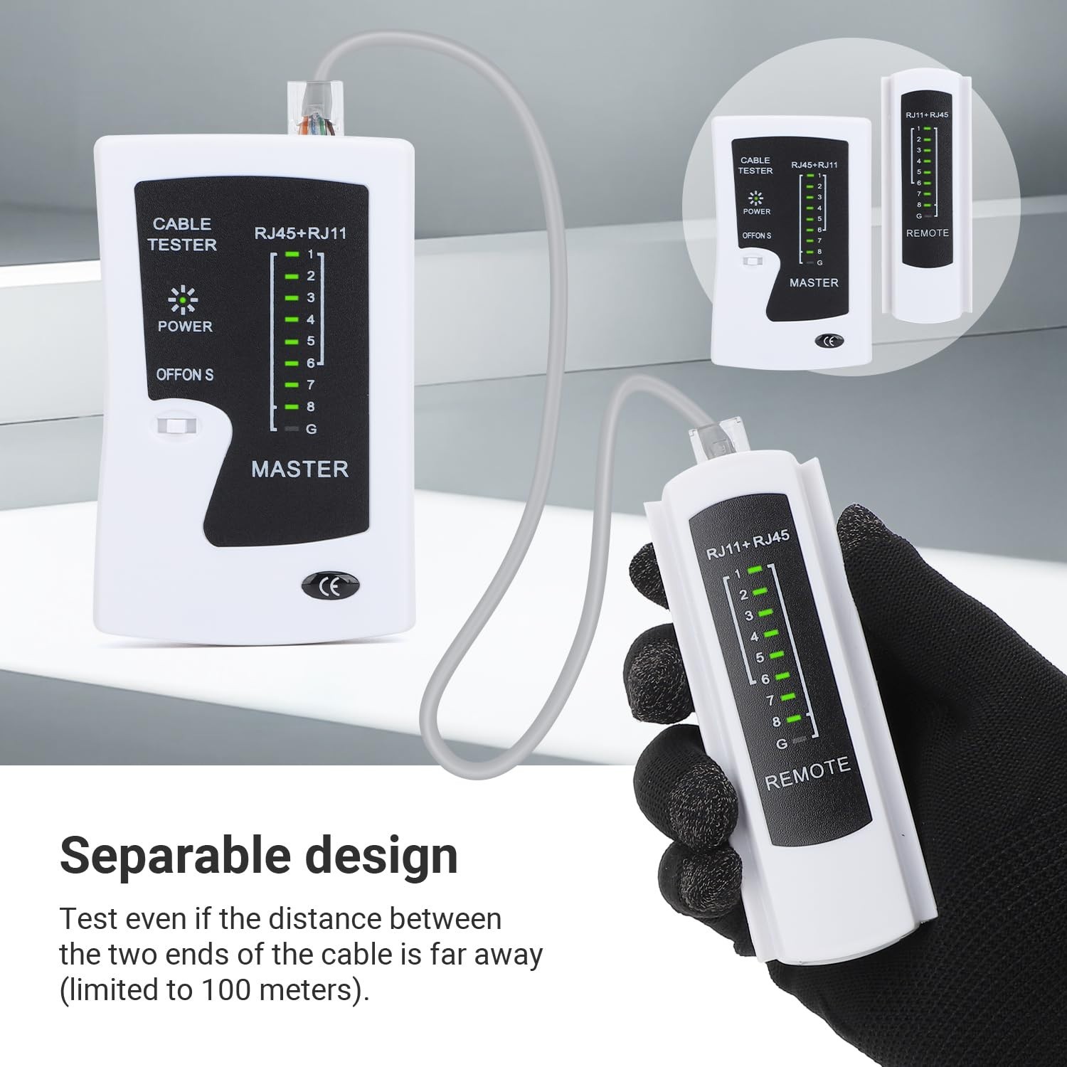 RJ45 Ethernet Cable Tester - Automatic, Remote Testing for Cat5 to Cat7 & RJ11