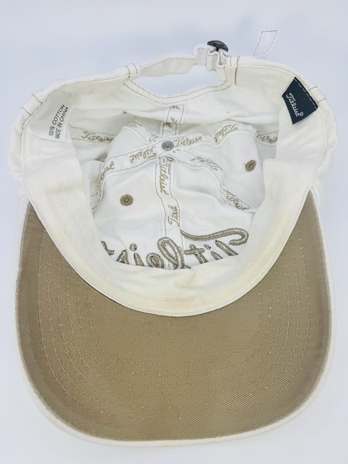 Titleist Morrissey Engineering Hat Cap Strapback White Bronze Has Stains
