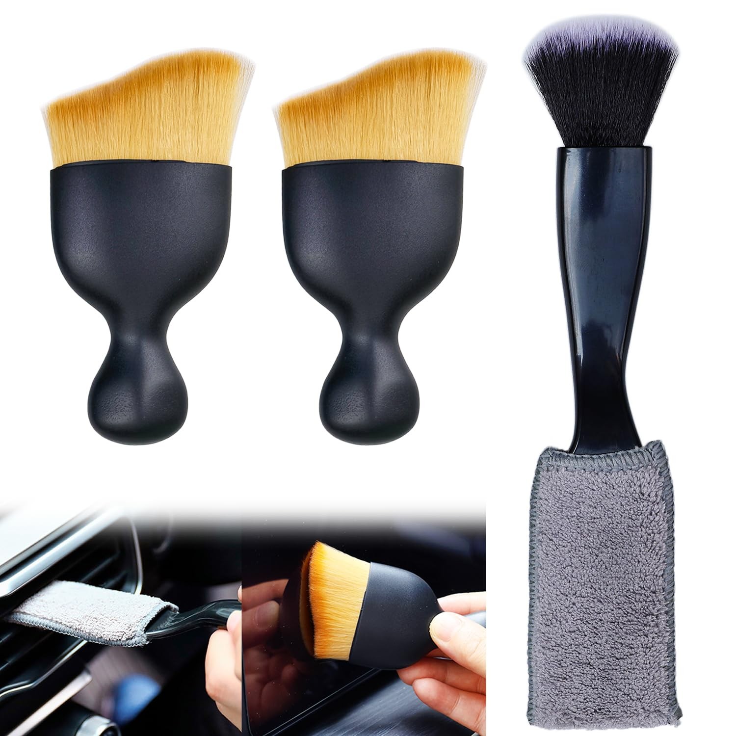 3 Pcs Microfiber Duster Brushes Car Interior Detail Dust Brush for Air Vents