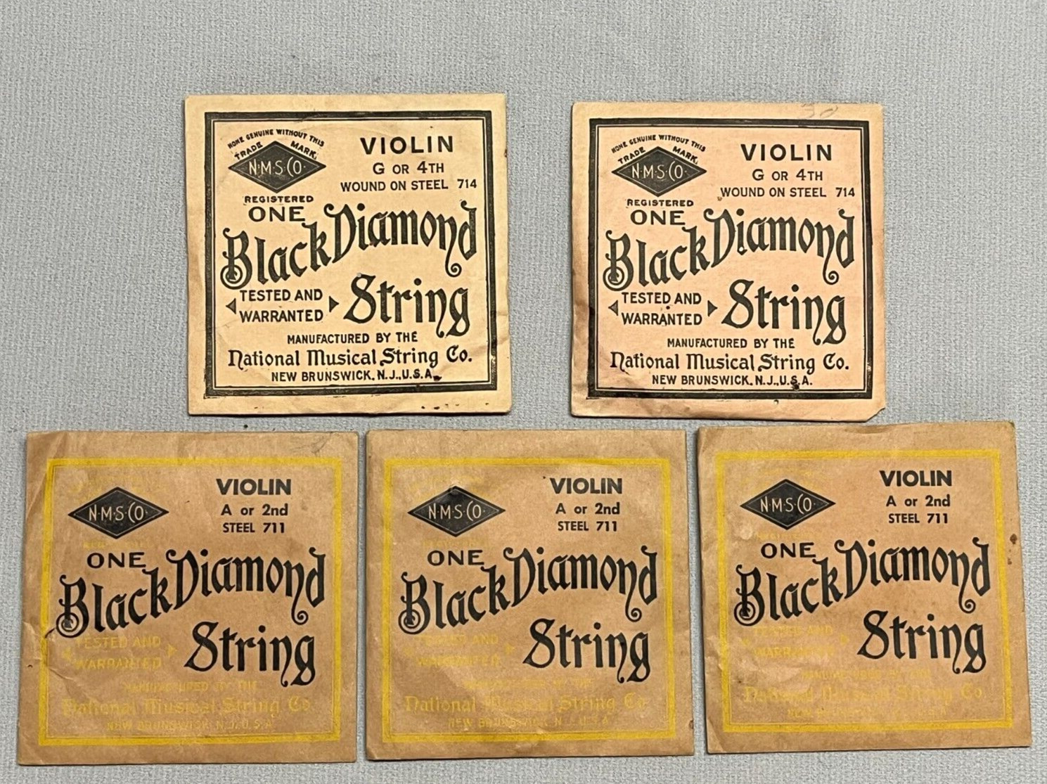 Lot of 5 Vintage Black Diamond Violin Strings