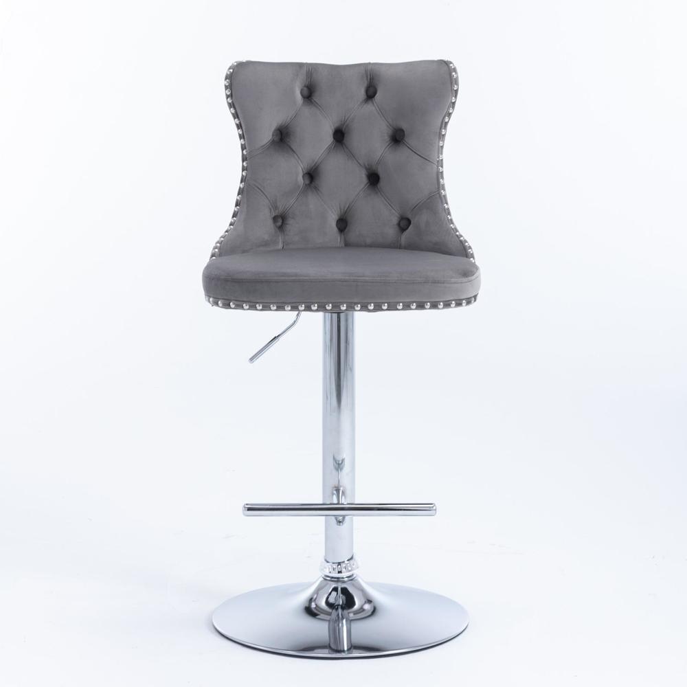 High Quality 2PCS 25-33"Height Swivel Bar Stool Upholstered Velvet Chairs New St