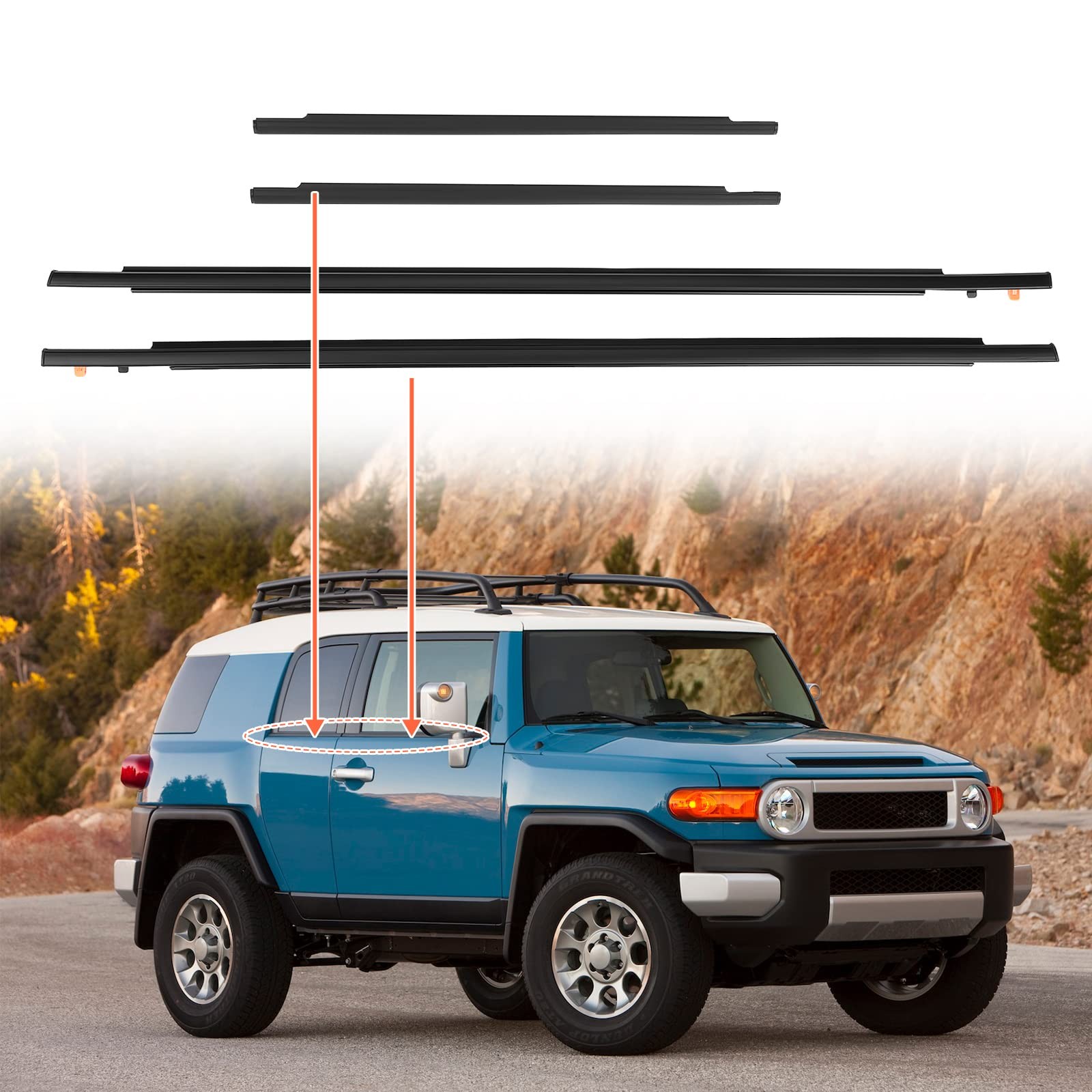 Weatherstrip Moulding Trim Seal for Toyota FJ Cruiser 20072014  4 Piece Set