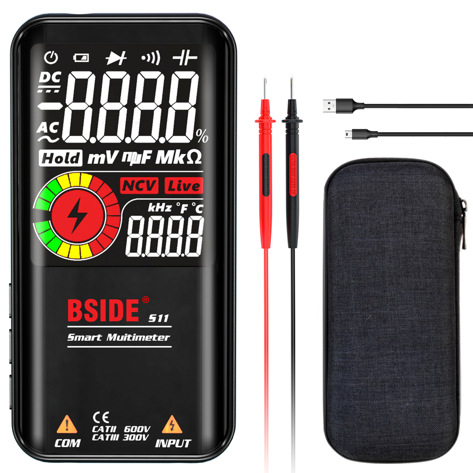 BSIDE S11 9999 Counts Multimeter Digital LCD Display Multimeter NCV E0A4
