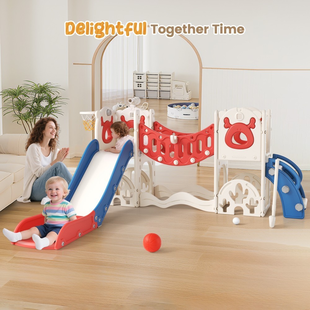 Kids Slide Climber Playset 8-in-1Toddler Large Slide Indoor & Outdoor Drawing