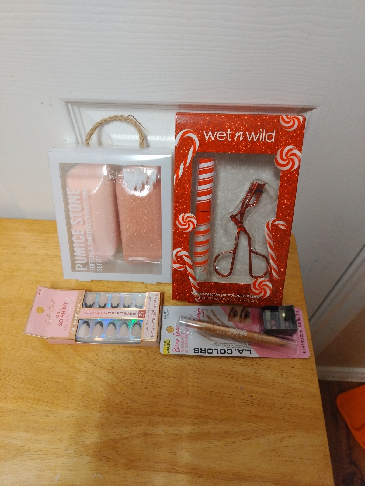 Lot Of 4-Lash Curler Set , Brown Duo, Pumice Stone, L.A.  Artificial Nail