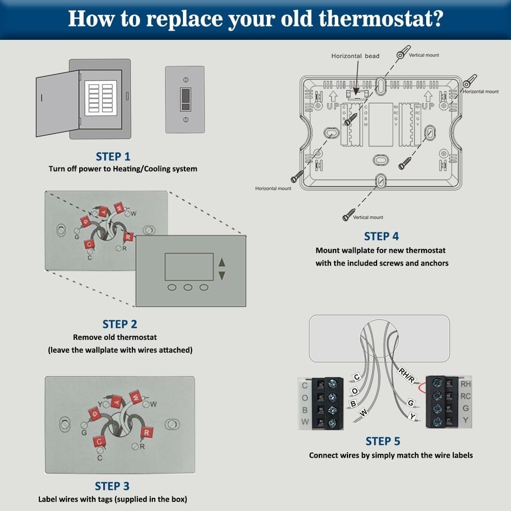 Non-Programmable Digital Thermostat with White Backlight - Energy Efficient