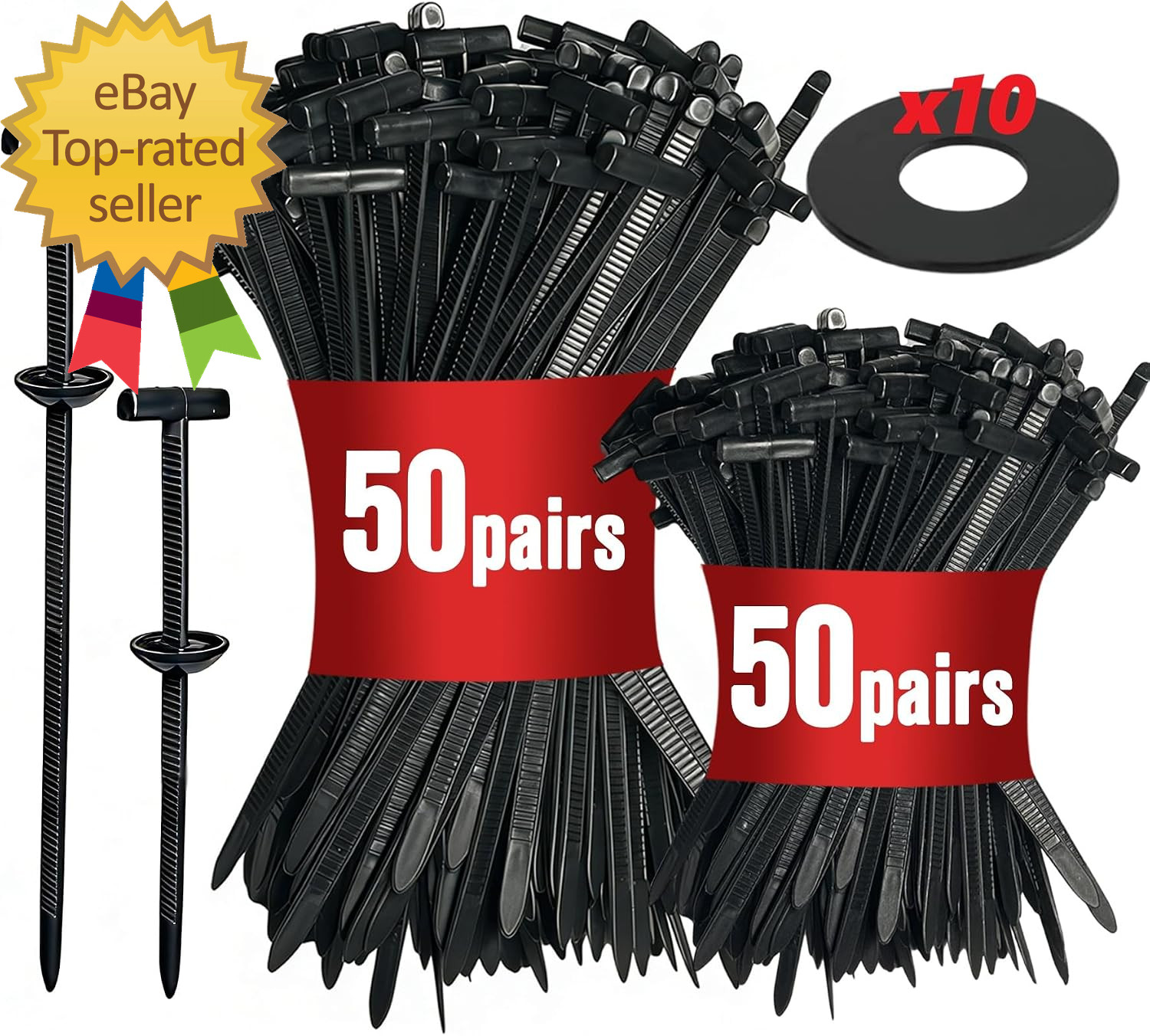 [100 Pairs] Nylon Universal Cable Tie Buckle Kit 3.54 in & 6 in Mixed Zip Tie