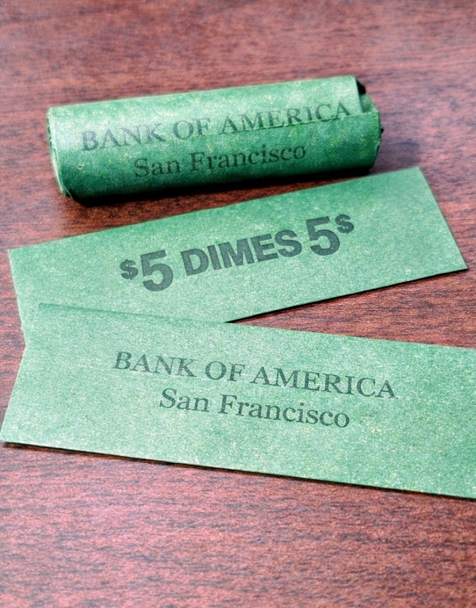 Bank Of America 20x Lot Vintage Style Dime Roll Wrappers Ten Cent Flats