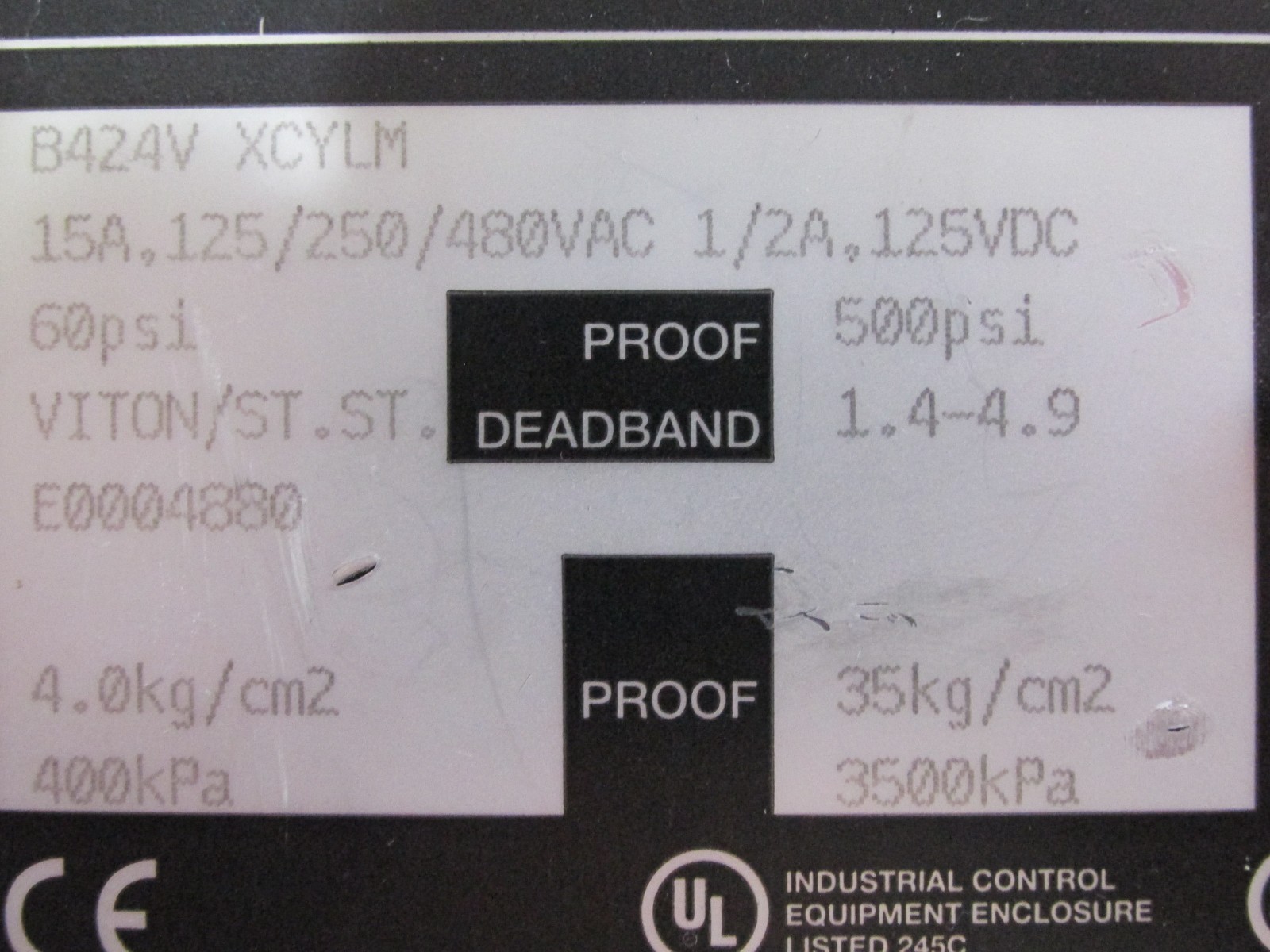 Ashcroft B424V XCYLM 60 PSI Pressure Switch
