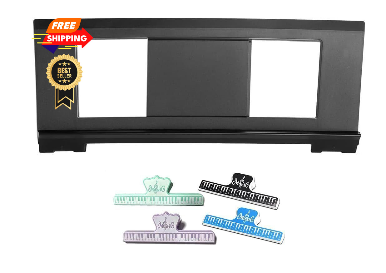 Euousu Music Stand for Sheet Music, Compatible with 4 Book Clip, Black