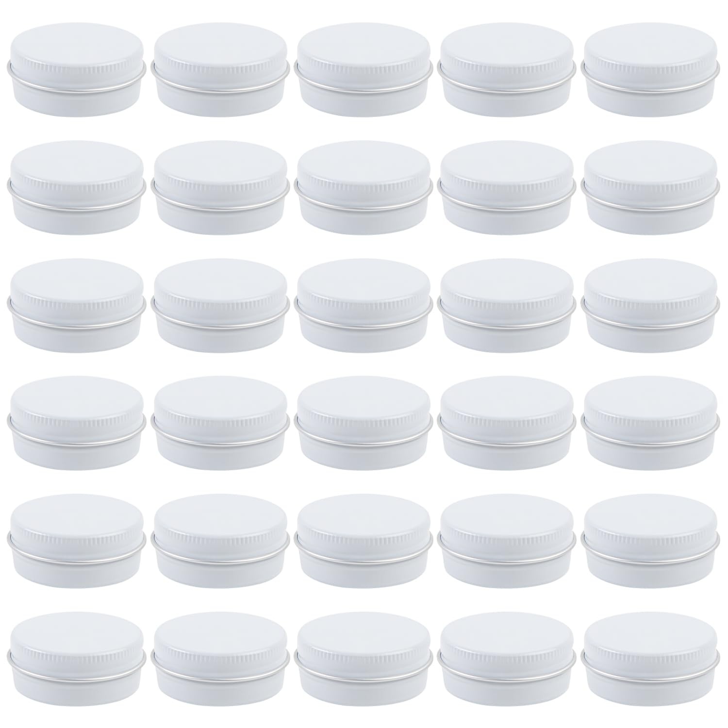 30 PCS 0.5 oz White Aluminum Tin Jars Screw Cap Refillable Lip Balm Container