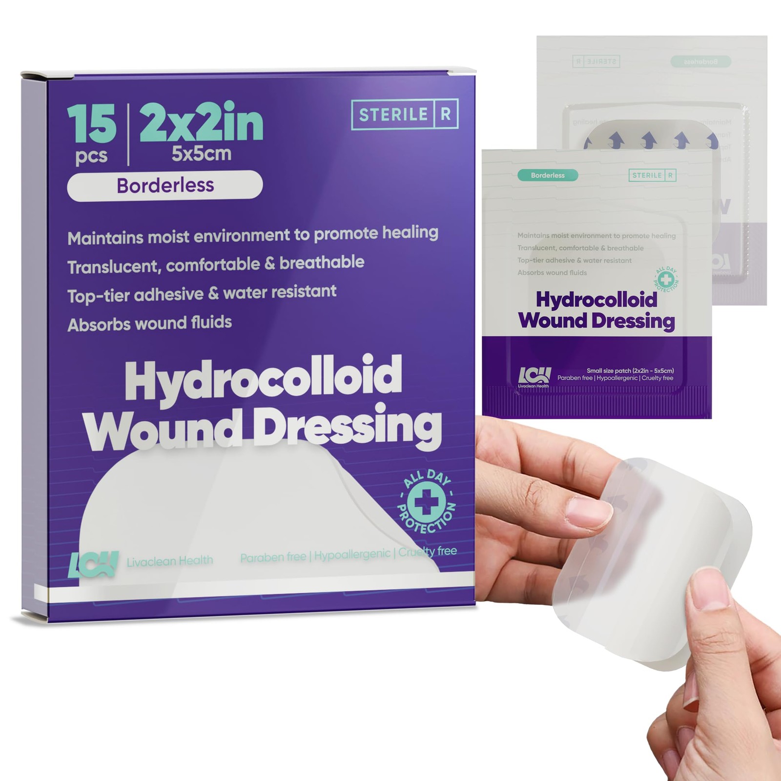 15 CT 2" x Hydrocolloid Wound Dressing - Sterile Colloidal Large, 2”x2”
