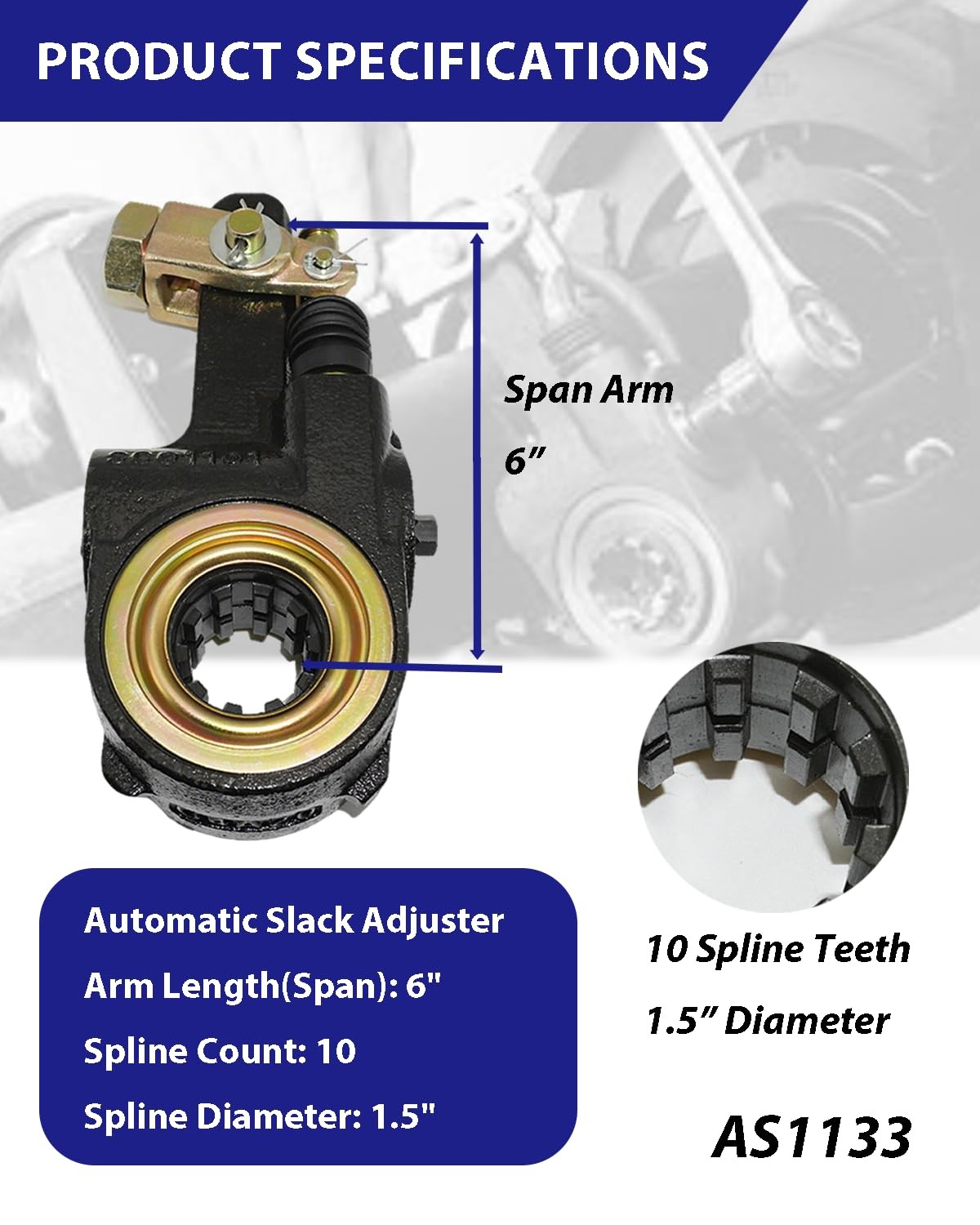 4-Pack AS1133 Automatic Brake Slack Adjuster - 1.5" Diameter | - 4pcs