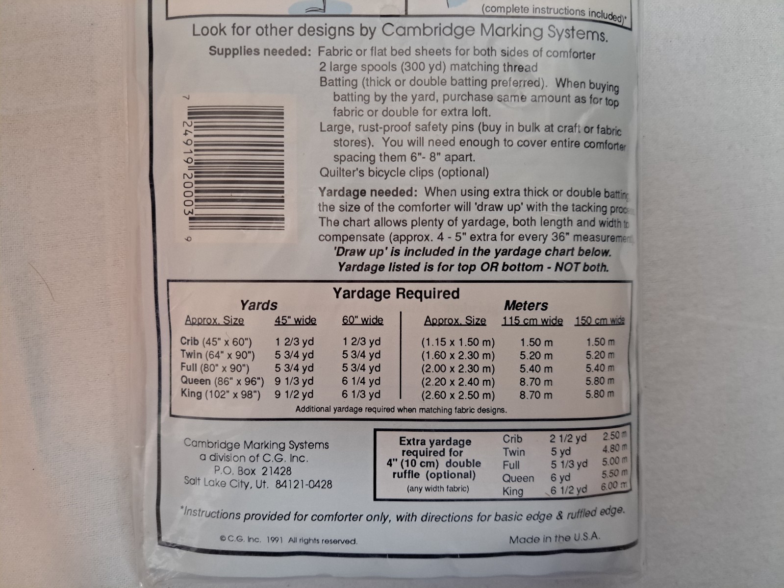 Cambridge Marking Systems - Fabric Template (Diamonds) - New