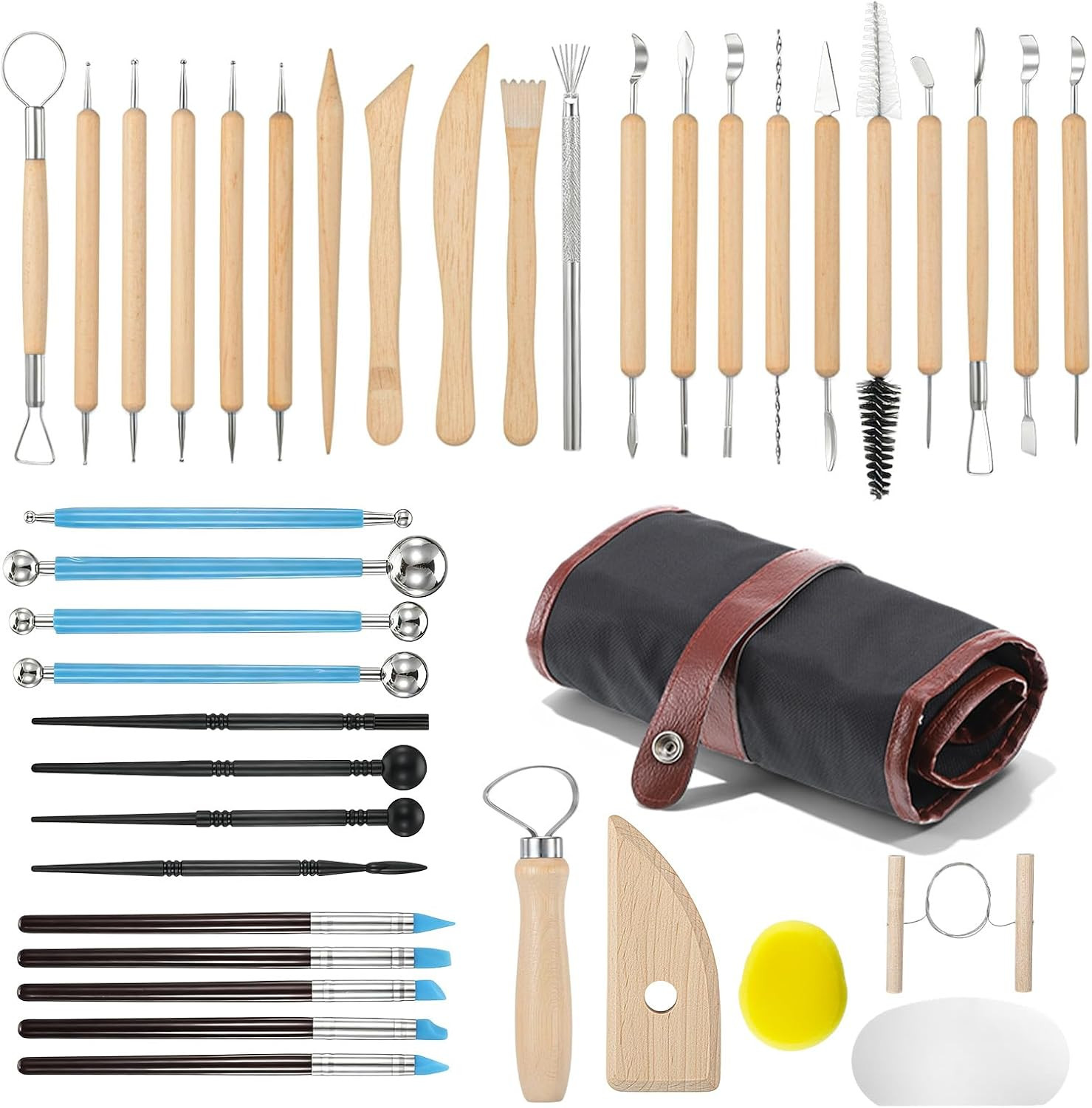 40 Pcs Clay Sculpting Tools Set,Pottery Carving Tool Kit,Clay Modeling Tools for