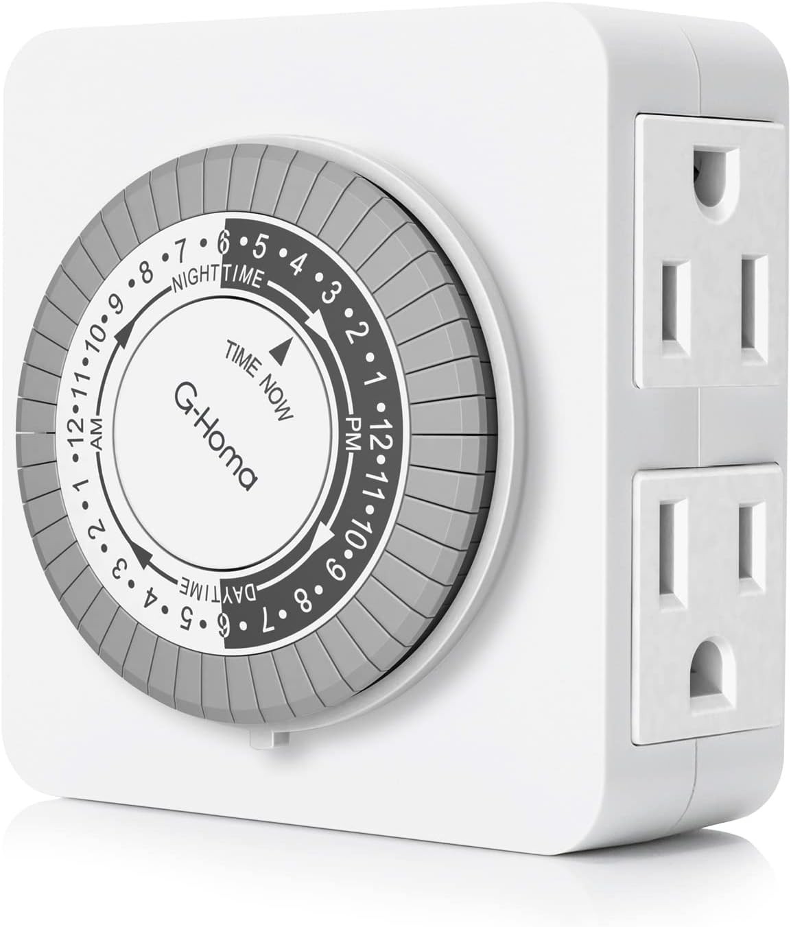G-Homa 24-Hour Mechanical Timer Outlet with 2 Grounded Outlets - For White
