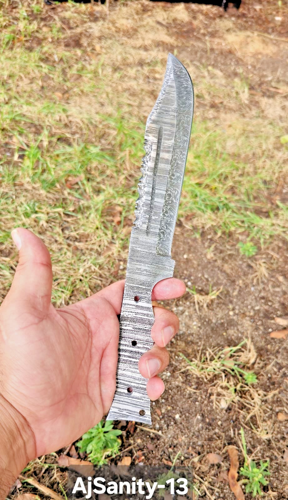 Handmade DAMASCUS Hunting Tactical Fix Blade Bowie Knife Blank Blade